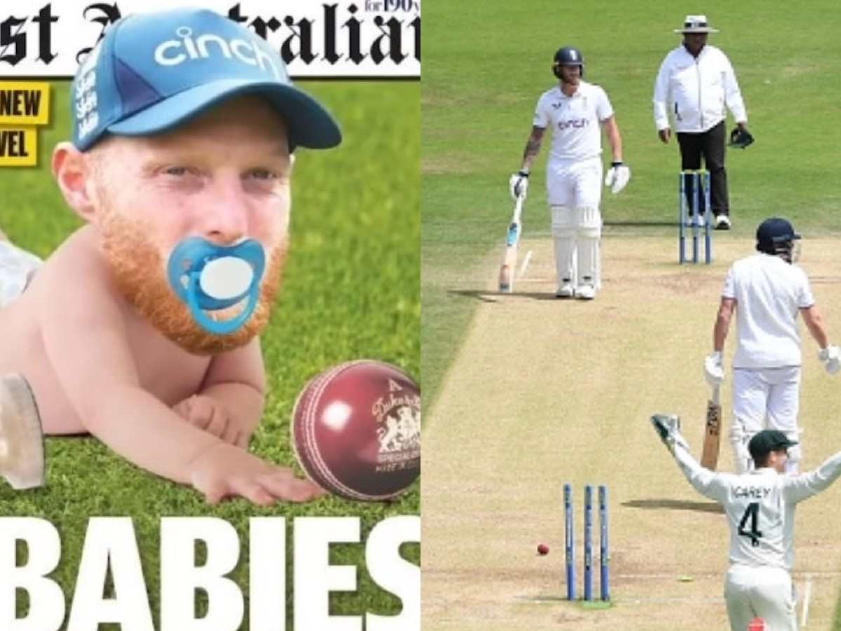 “Ashes is another level bruh”- Netizens react strongly after picture of Ben Stokes wearing nappies with tag of “CRYBABIES” by Australian print media goes viral