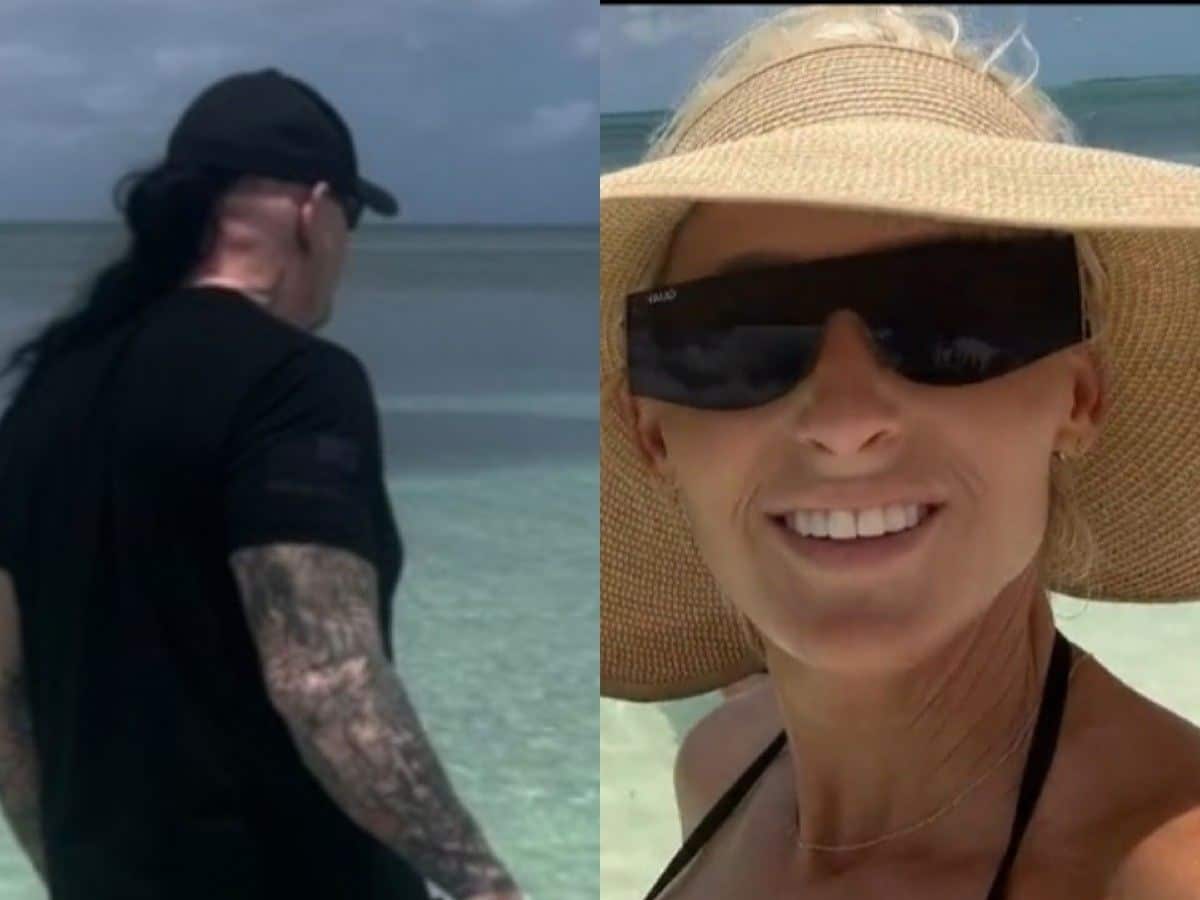 WATCH: The Undertaker jumps in to fend off a shark to save Michelle McCool while holidaying at a beach