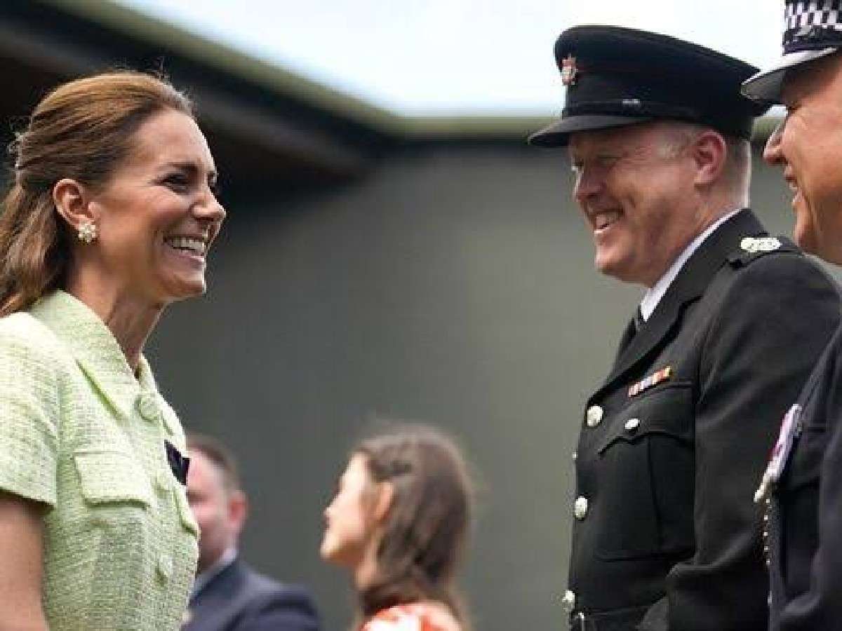 Princess Kate Middleton recollects memories of Queuing for Wimbledon as she chats with security officials at the Championships