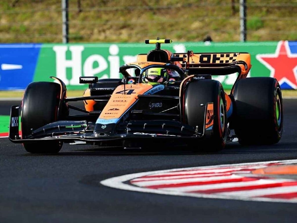 Lando Norris driving the MCL60 at the Hungarian GP (image via Motorsport.com)