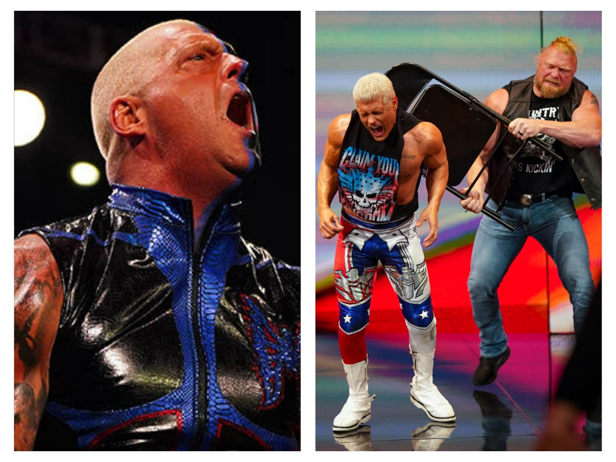 Dustin Rhodes rips apart Brock Lesnar after a brutal attack on Cody Rhodes on Raw, teases WWE return