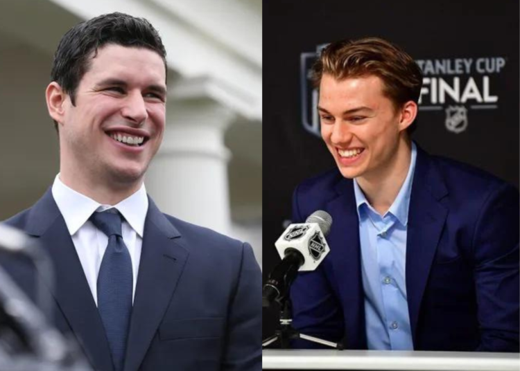 Sidney Crosby và Connor Bedard [Image Credit: Audacy/The Anniston Star]