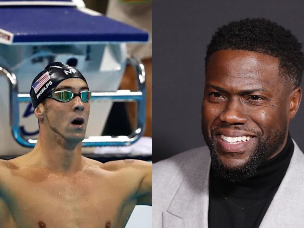 "I will kick your a*s!" Kevin Hart jokes he's 'coming for' Michael Phelps' 23 gold medals, challenging Olympian with an epic '2-lap head start' 1 Kevin Hart and Michael Phelps ( Image via Wikipedia )