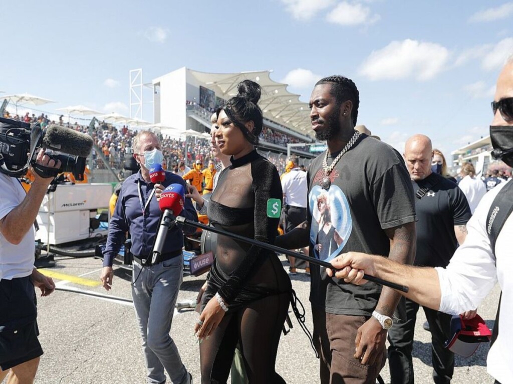 Martin Brundle and Megan Thee Stallion at the Miami GP grid walk, 2022