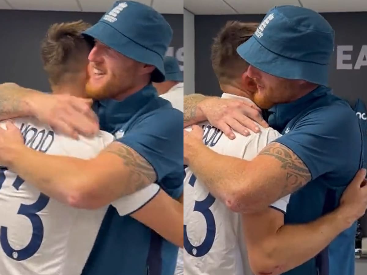 WATCH: Ben Stokes gets EMOTIONAL as England captain hugs Mark Wood in the dressing room after win in third Ashes Test