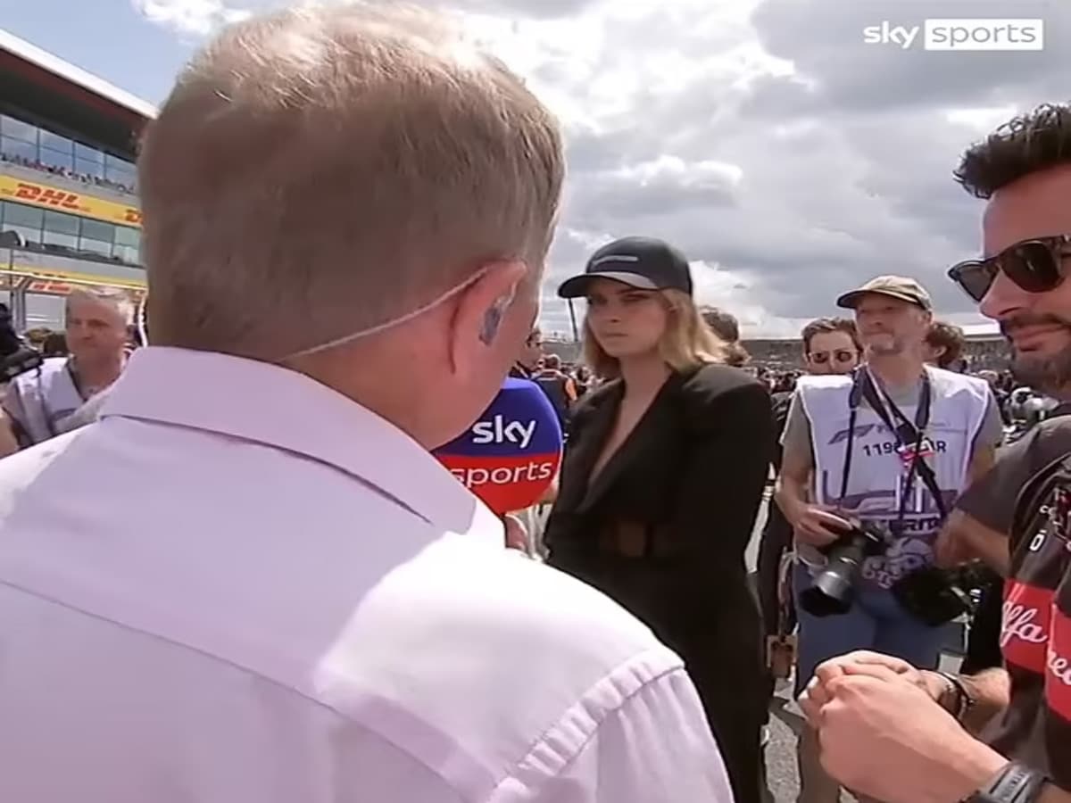 WATCH: Supermodel Cara Delevingne rejects Martin Brundle’s invitation for an interview during British GP grid walk