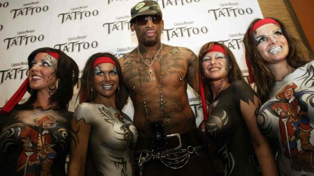 How many women has Dennis Rodman been with?