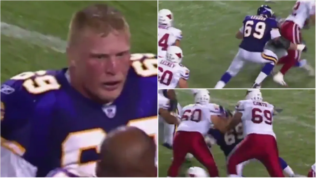 Brock Lesnar as the defensive tackle for the Minnesota Vikings 