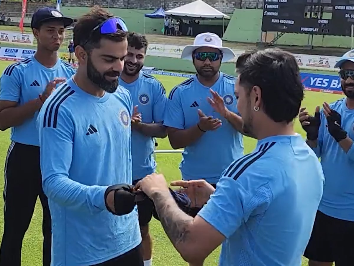 WATCH: Ishan Kishan GETS EMOTIONAL as he receives his Test debut cap from Virat Kohli