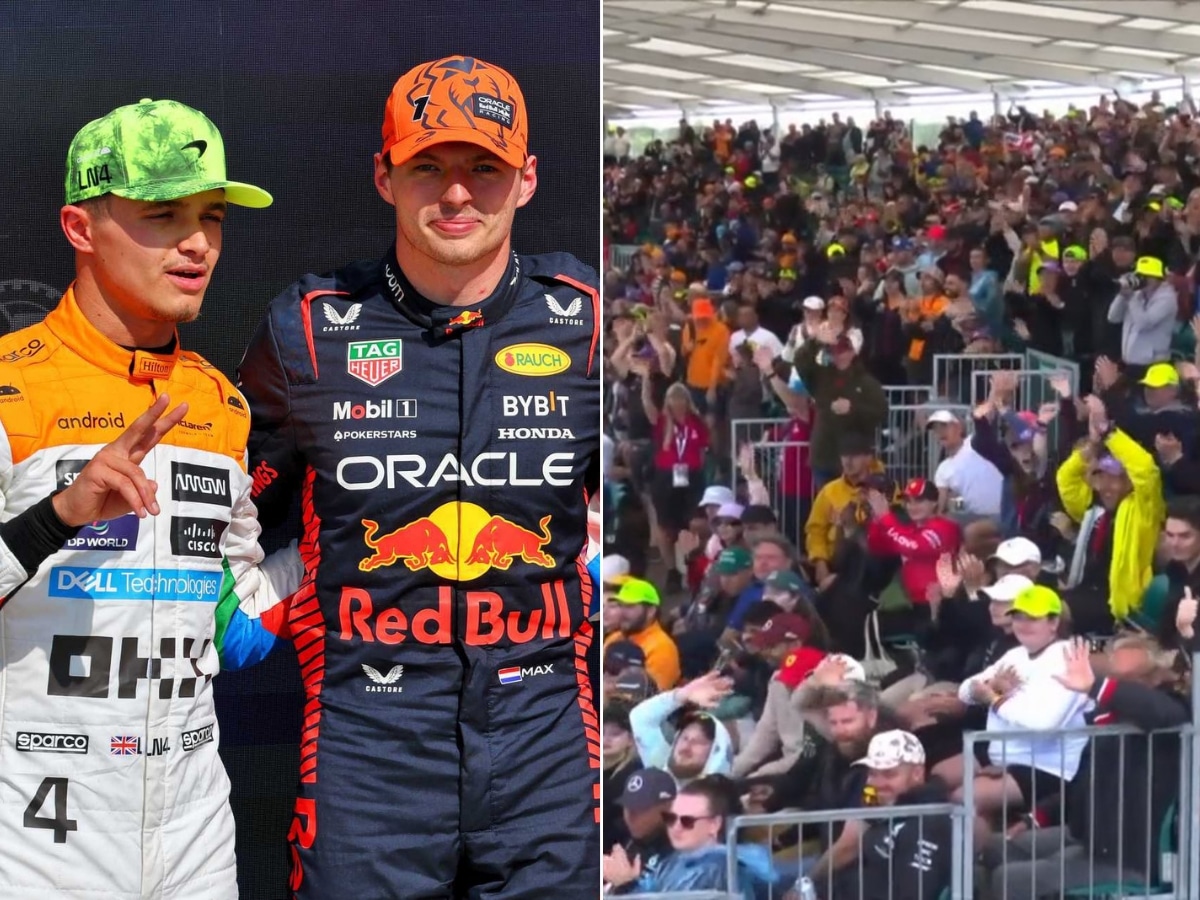 WATCH: Lando Norris shushes the booing crowd, stands up for Max Verstappen at British GP