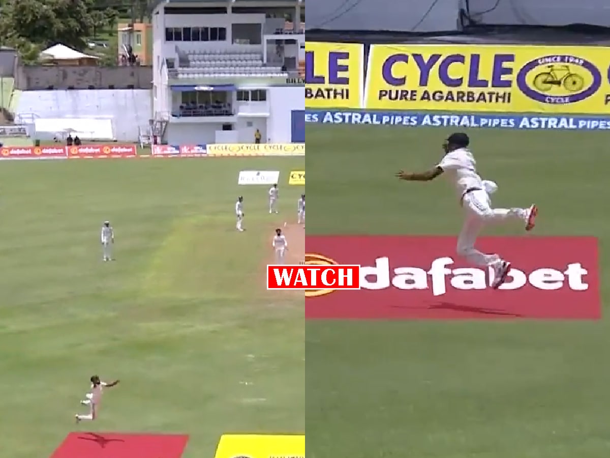 WATCH: Mohammed Siraj takes BREATHTAKING one-handed catch to send back Jermaine Blackwood in India vs West Indies 1st Test