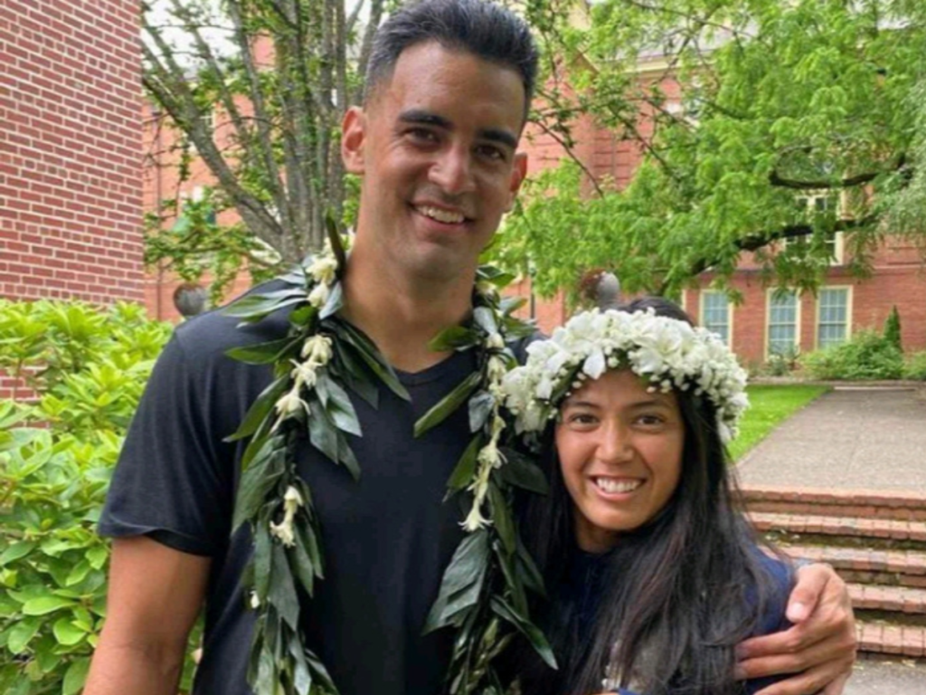 Marcus Mariota and Kiyomi Cook 