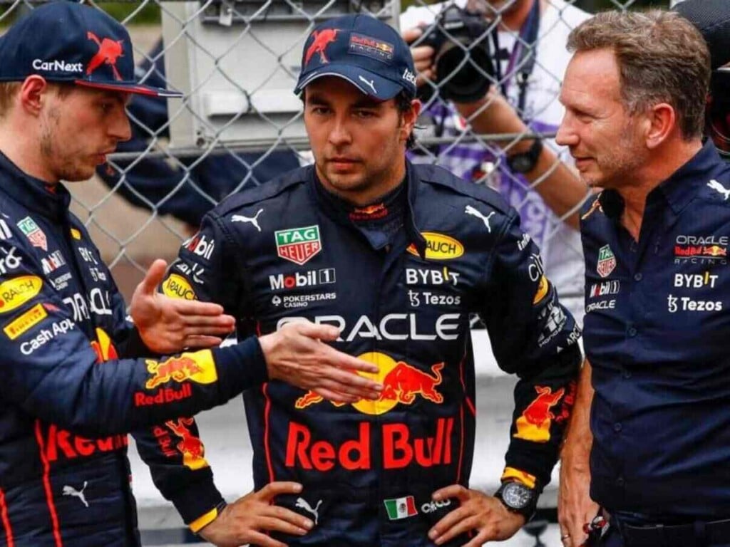 Max verstappen, Sergio Perez and Christian Horner