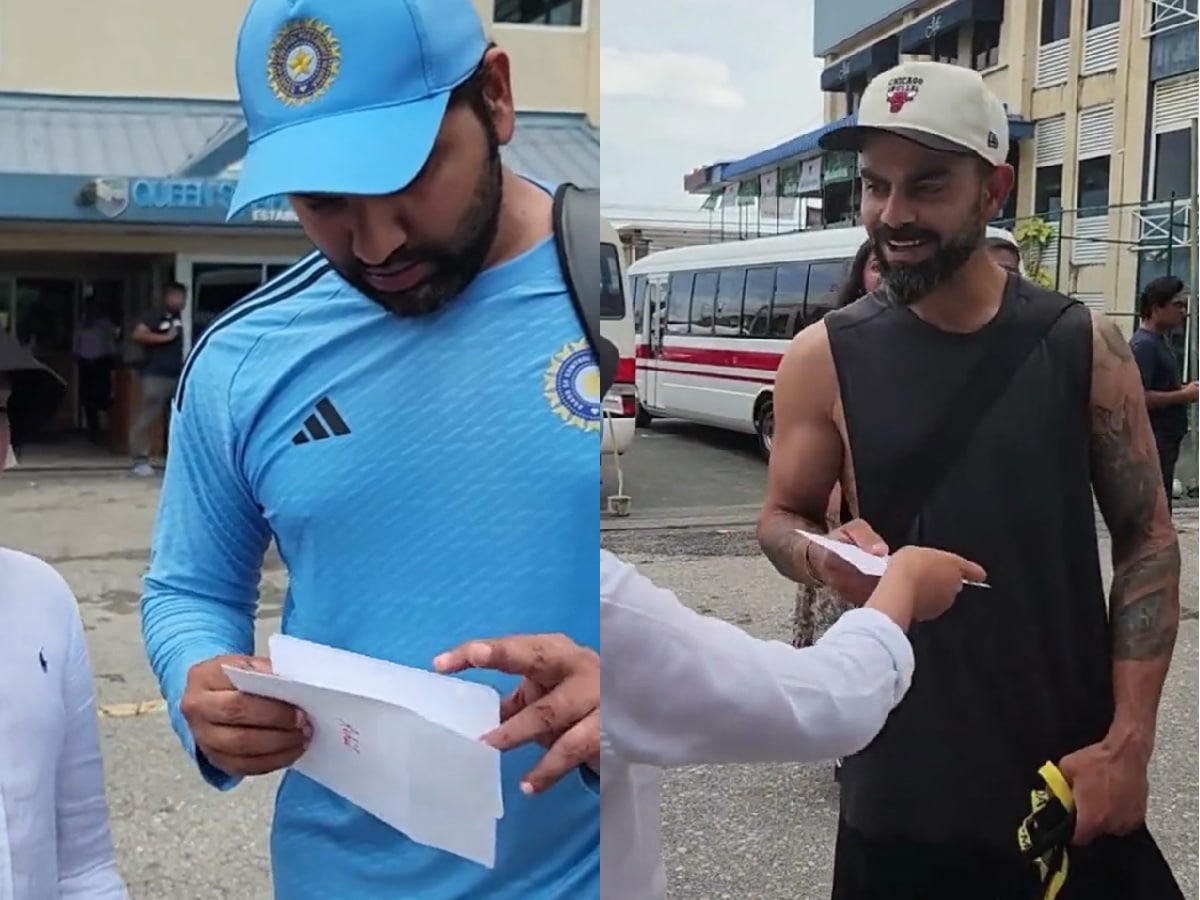 WATCH: Rohit Sharma and Virat Kohli get SPECIAL greeting card from young fan in Trinidad