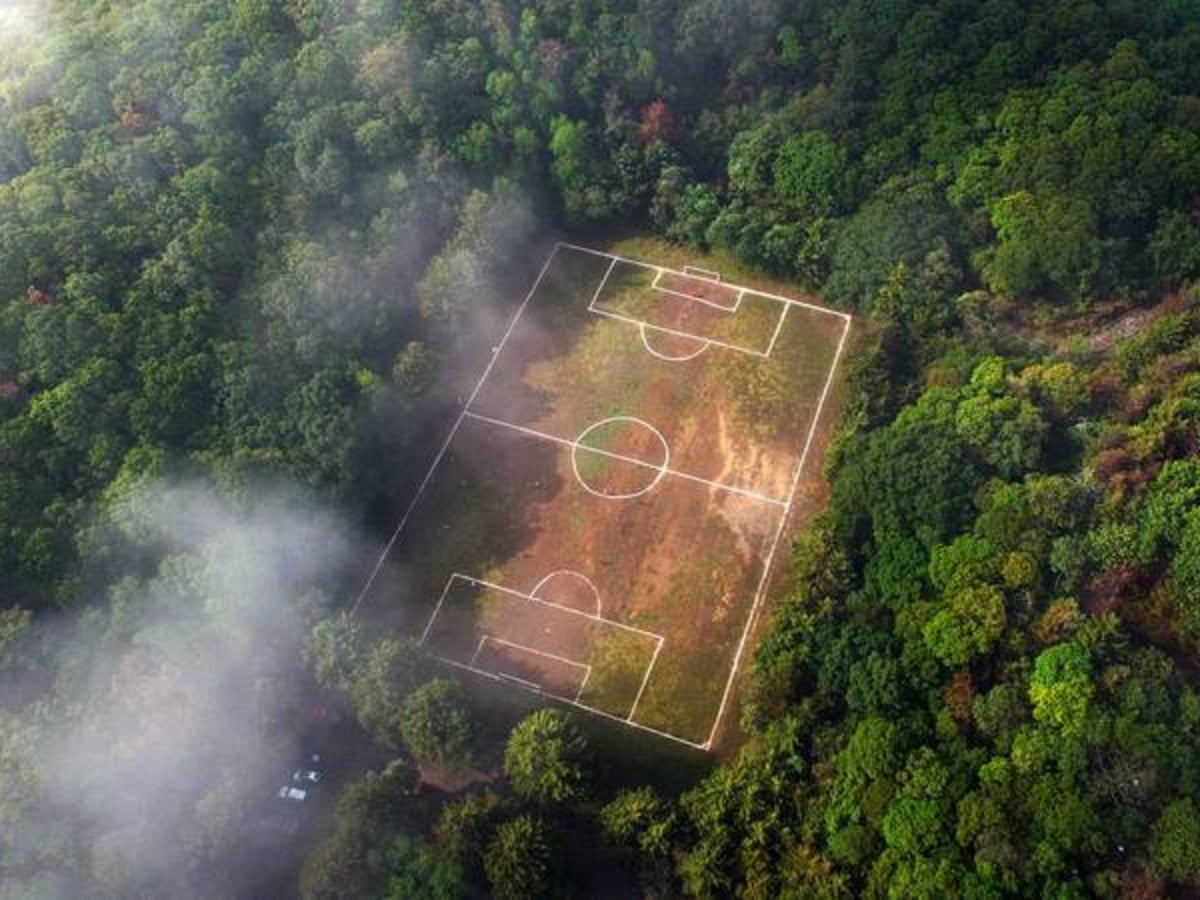 A look at the world’s only football field at the top of a volcano crater developed in Mexico