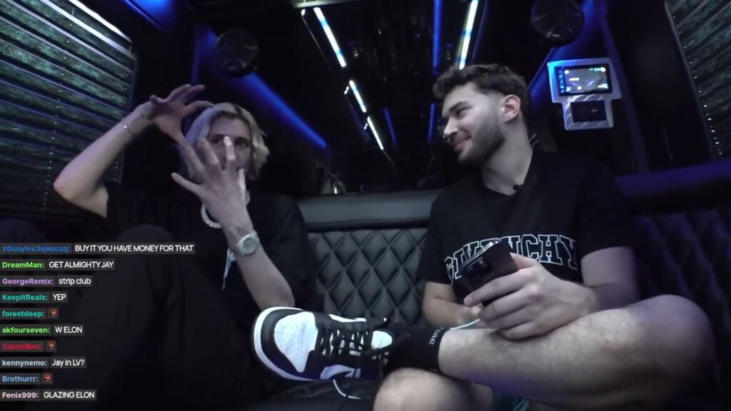 Adin Ross explaining why the world is flat to xQc. 