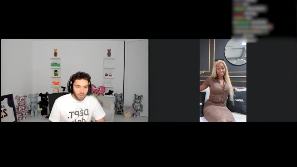 Adin Ross "accidentally" FLASHES his balls to famous NPC TikToker PinkyDoll during  livestream