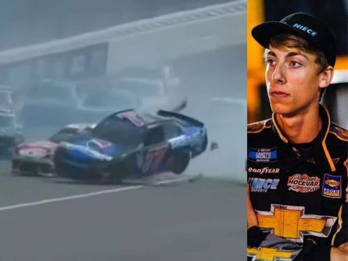 WATCH: Carson Hocevar goes airborne in a multi-car wreck involving Ty Gibbs at the Michigan Xfinity race