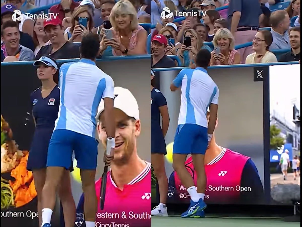 WATCH: Novak Djokovic blows kisses to fans and Hubert Hurkacz’s poster during his opening match at the Cincinnati Masters