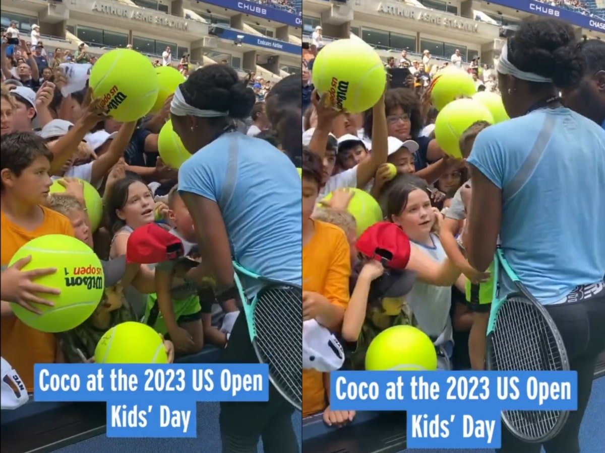 WATCH: Coco Gauff makes a RAFAEL NADALESQUE rescue of a crying kid as others rushed around him to get the teen star’s autograph at the US Open