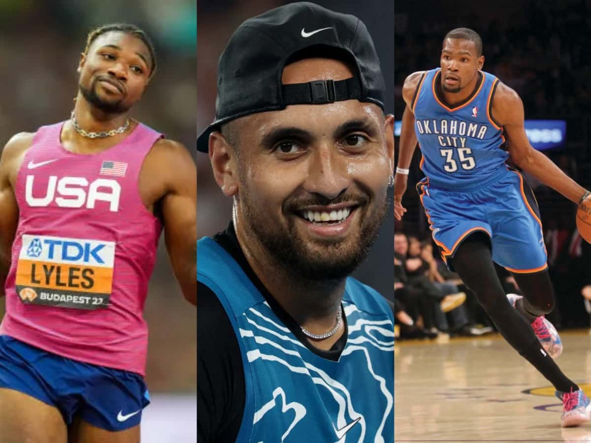 Nick Kyrgios makes a brutal comparison between NBA star Kevin Durant and sprinter Noah Lyles criticizing the sprinter for his WORLD CHAMPION comment