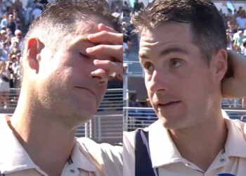 John Isner in tears after his exit from US Open (Source: Twitter)