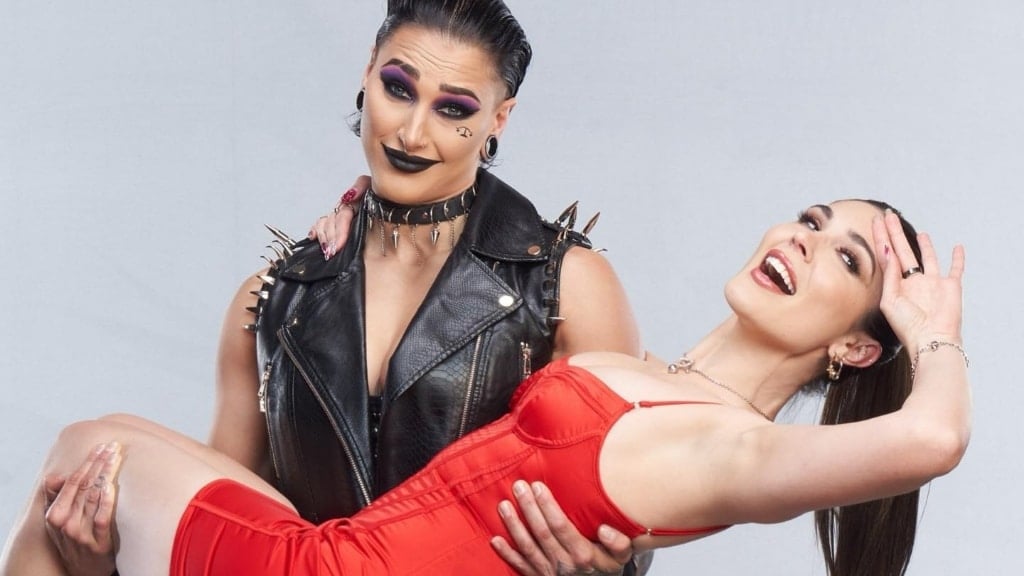 Rhea Ripley and Cathy Kelley 