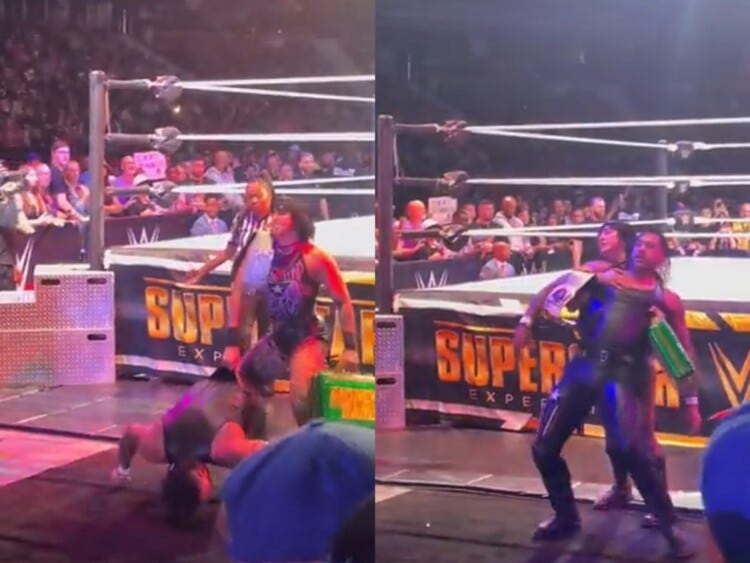 WATCH: Rhea Ripley arduously drags Damian Priest backstage after he ...