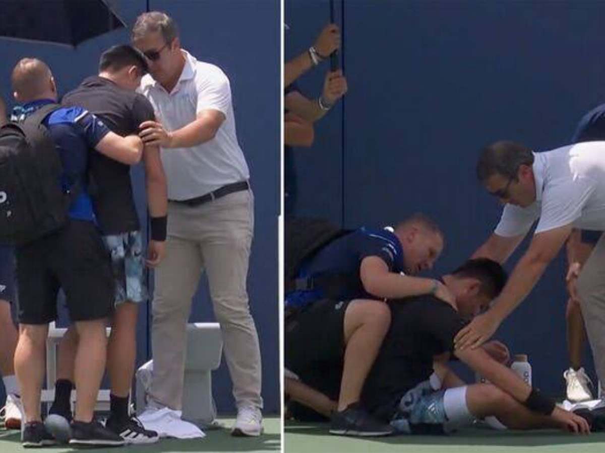 WATCH: Wu Yibing collapses on court due to excess heat at the Citi Open, forced to retire