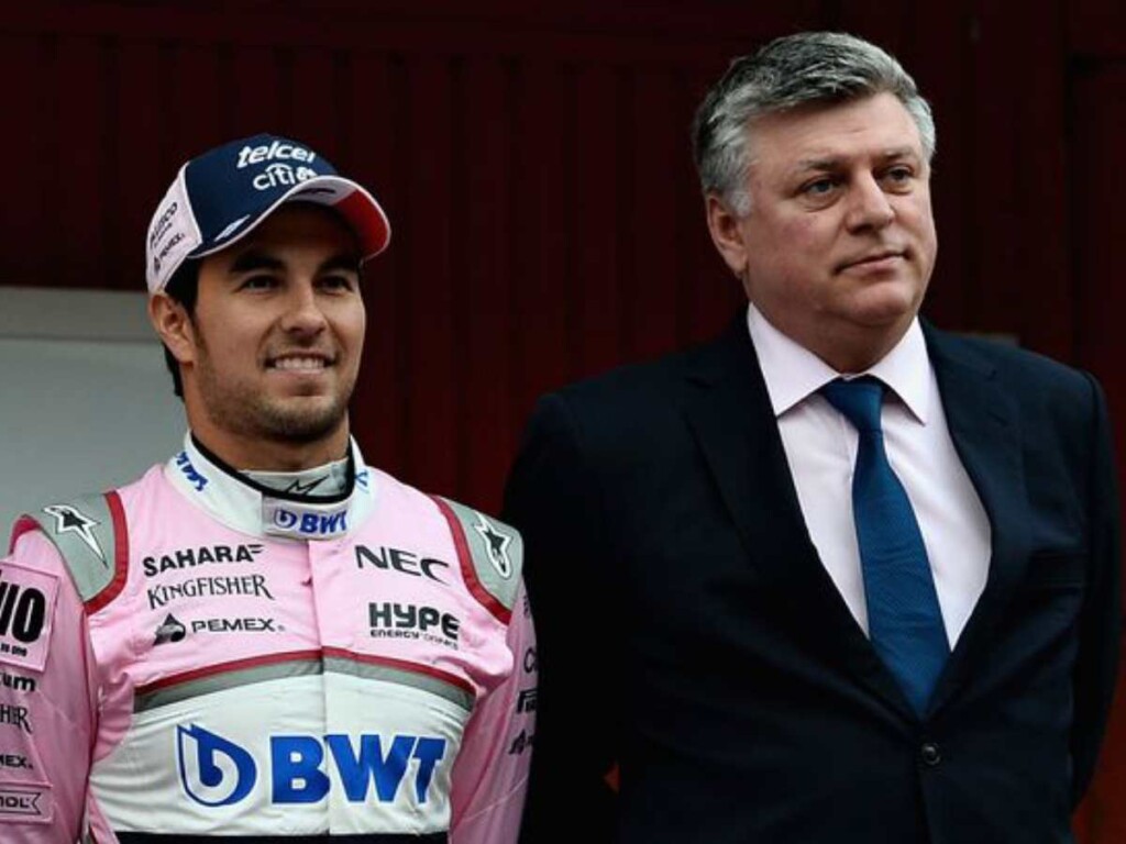 Sergio Perez and Otmar Szafanuer (image via The Mirror)