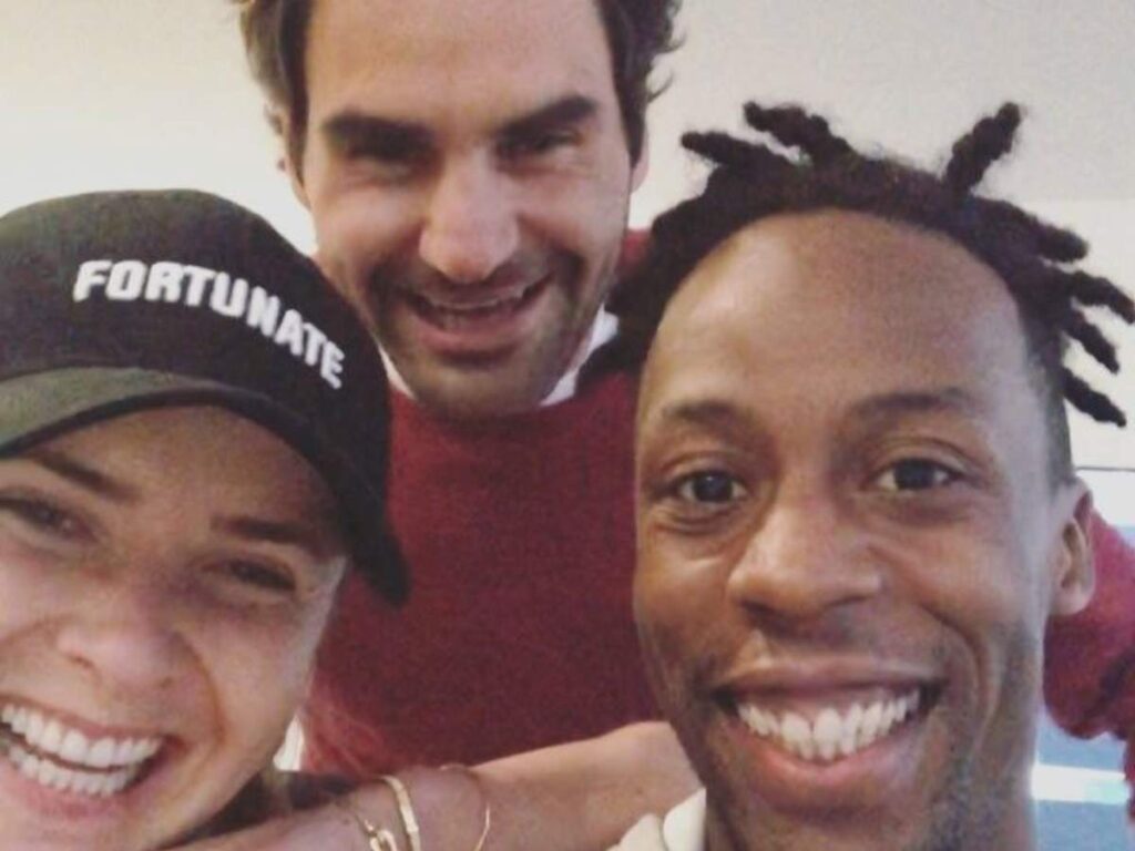 Elina Svitolina, Roger Federer and Gael Monfils