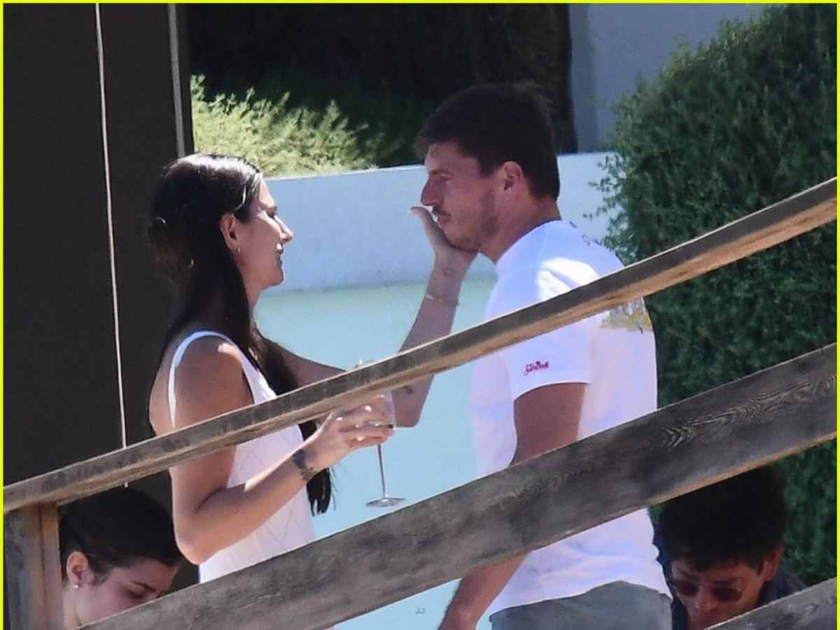 Max Verstappen and his Vogue model girlfriend Kelly Piquet enjoy a day by the pool in Sardinia on their Italian vacation during F1 break