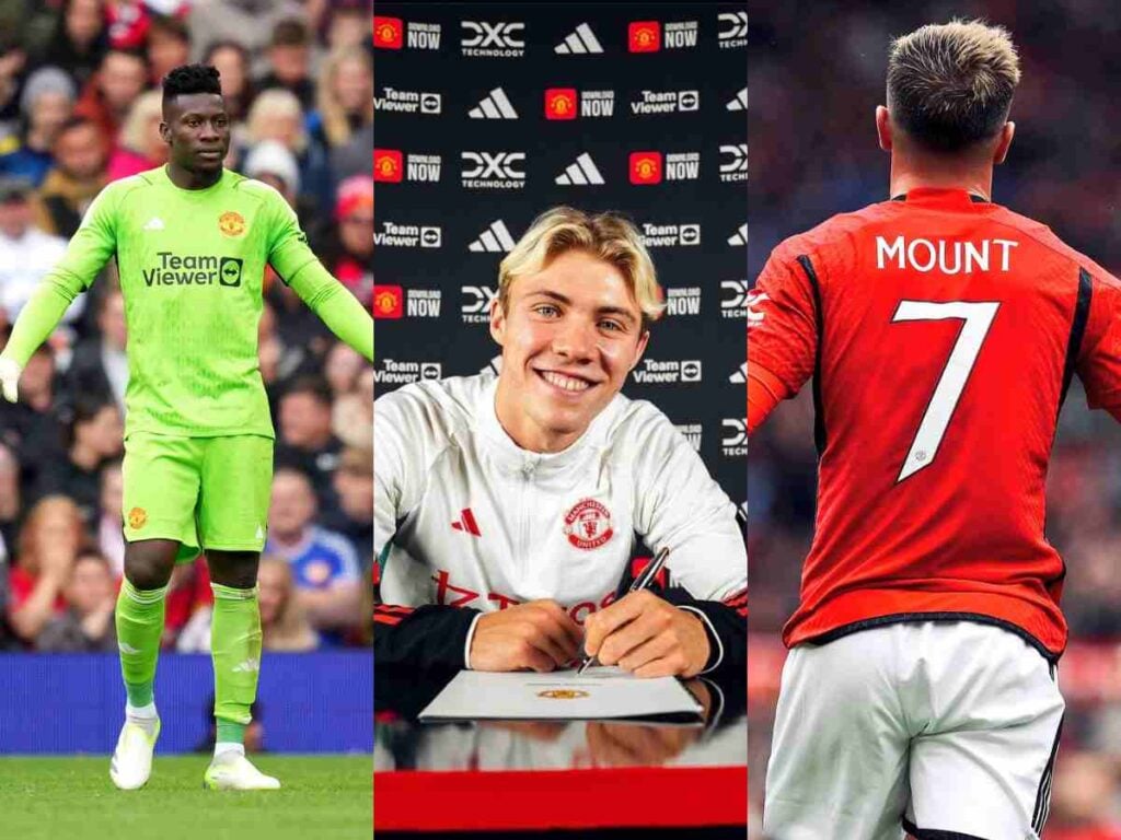 Andre Onana, Rasmus Hojlund, and Mason Mount. (Source: Twitter)