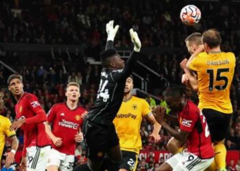 Onana collided into Sasa Kalajdzic late on in United’s 1-0 win over Wolves (Photo: Getty)