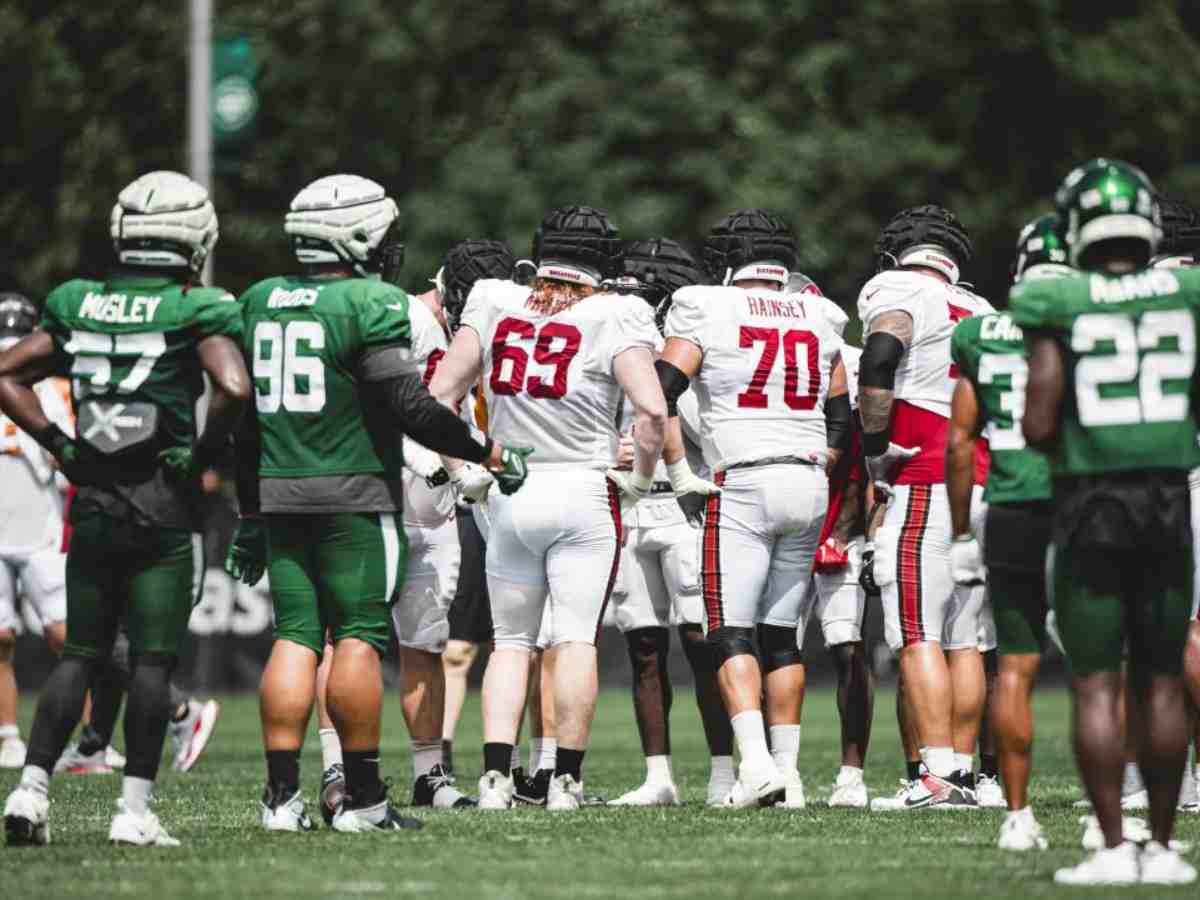 
Jets and Buccaneers players during their joint training session on Wednesday 