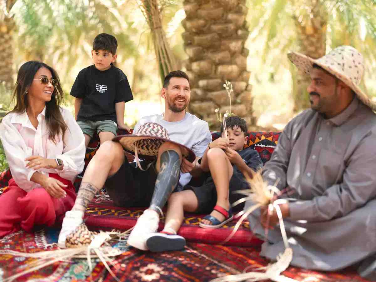 Messi with wife Antonella Roccuzzo and kids on his Saudi trip