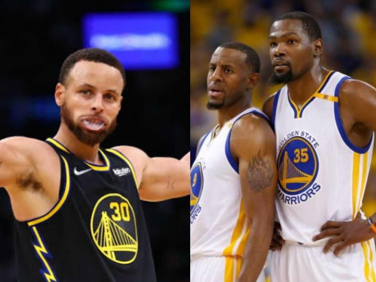 Stephen Curry, Andre Iguodala and Kevin Durant