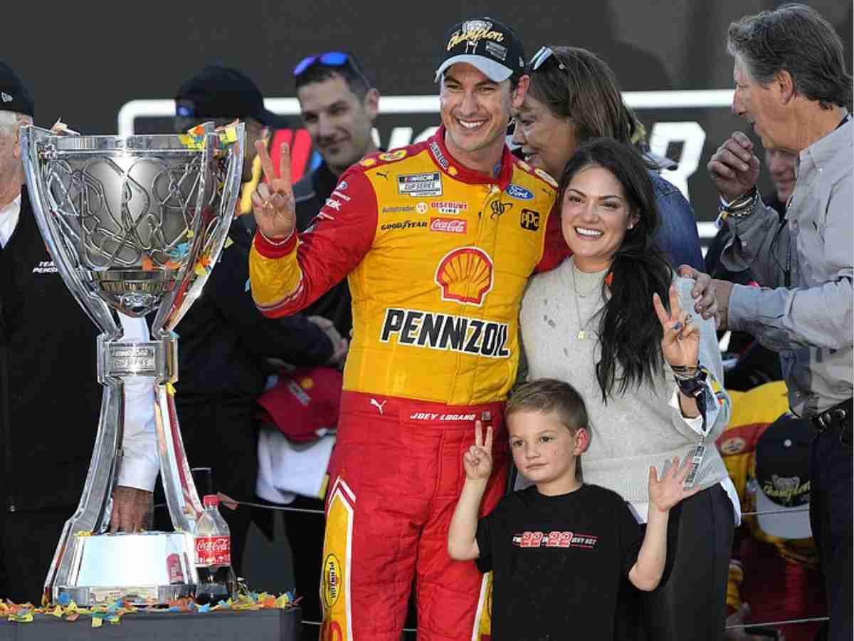 Joey Logano with Brittany Logano and kids