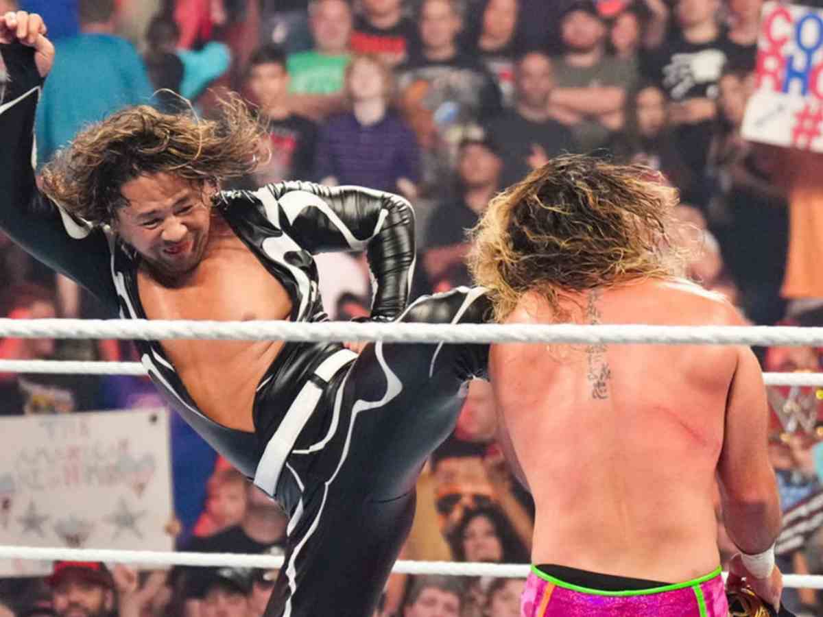 Shinsuke Nakamura attacking Seth Rollins