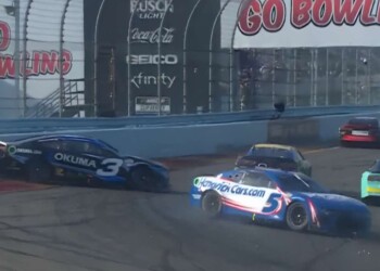 Kyle Larson and Austin Dillon spinning on the final lap at Watkins Glen