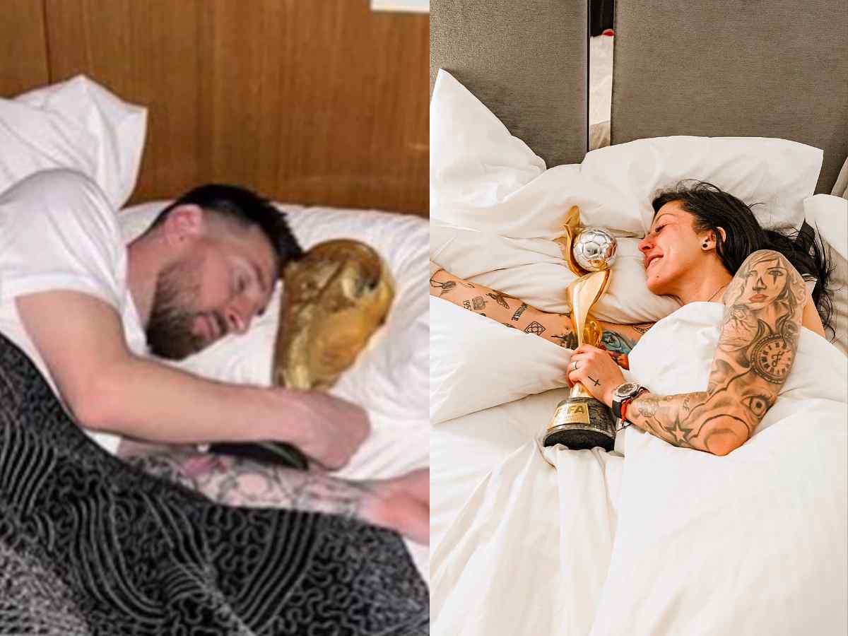 Spanish star Jenni Hermoso recreates Lionel Messi’s iconic ‘Sleeping Beauty’ World Cup pic after lifting maiden FIFA WC