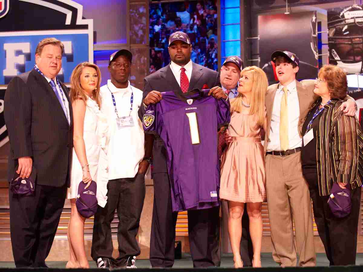 Oher and the Tuohy family during his draft to the Baltimore Ravens