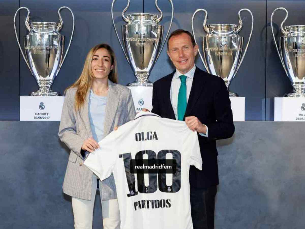 Carmona celebrating 100 appearances for Madrid 