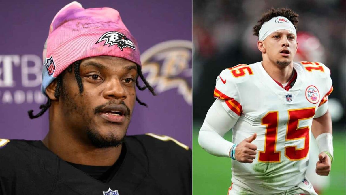 Lamar Jackson (L) and Patrick Mahomes (R)