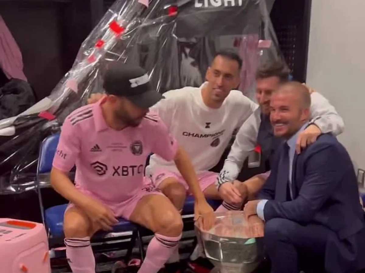 WATCH: David Beckham spotted having a gala time with ex-Barcelona players, including Lionel Messi, inside Inter Miami’s dressing room