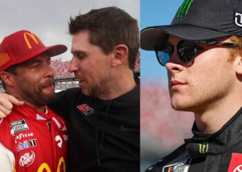 Denny Hamlin and Bubba Wallace (Left, credits: PopSugar) and Ty Gibbs (Right, credits: NASCAR)