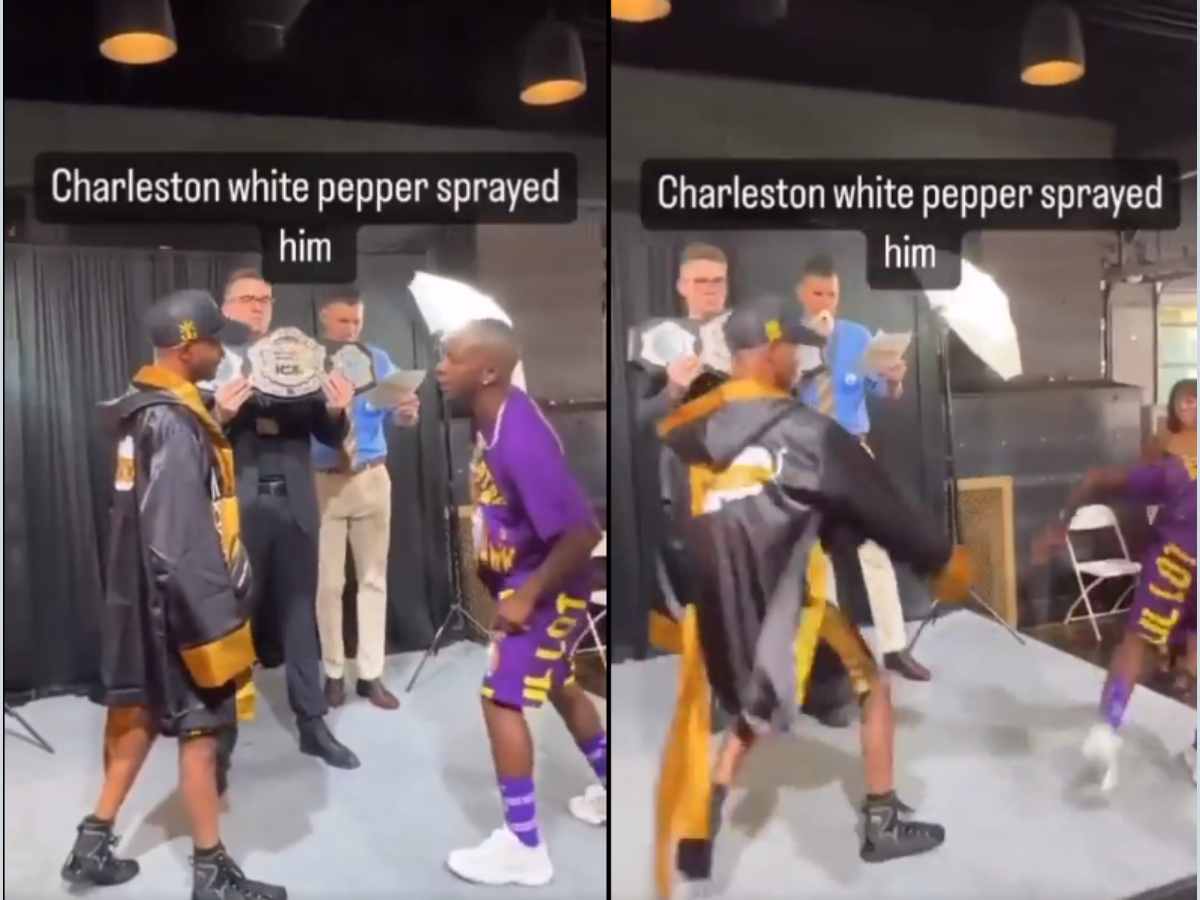 WATCH: Celebrity boxing match takes hilarious turn as Internet sensation Charleston White pepper sprays opponent during faceoffs