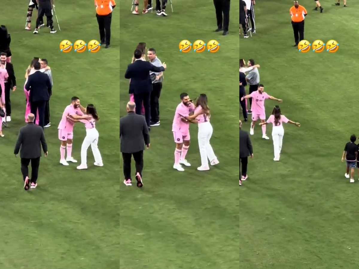 WATCH: Antonella almost kisses Jordi Alba after assuming him to be Lionel Messi following Inter Miami’s win over Cincinnati 