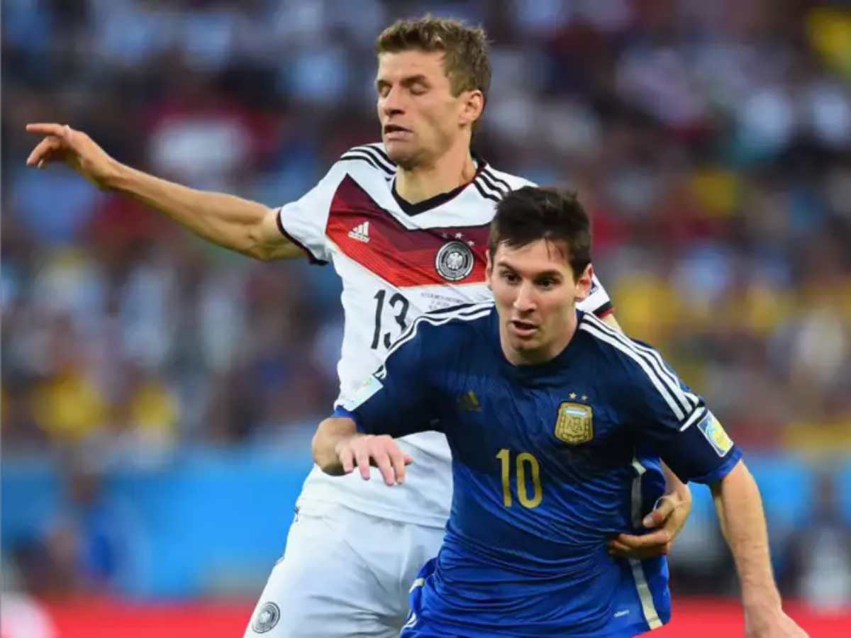 Thomas Muller and Leo Messi during the 2014 World Cup 