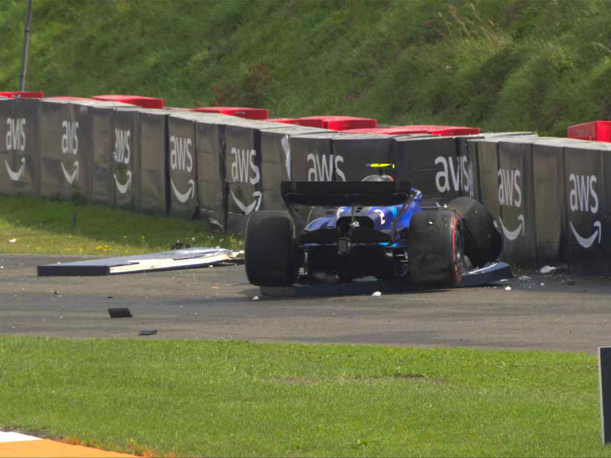 Logan Sargeant crashes out at the Dutch GP (Credits: @F1/Twitter)